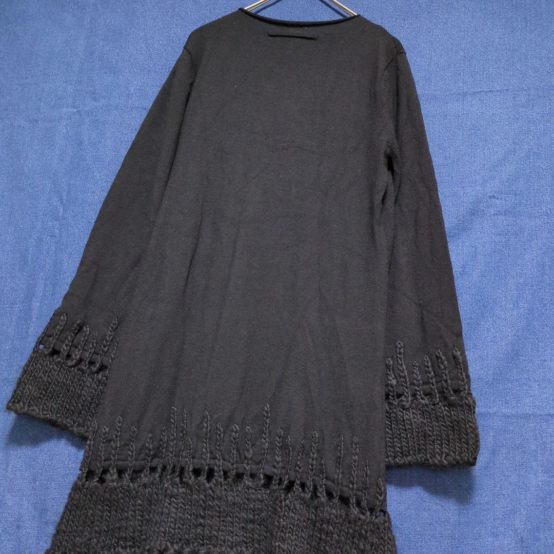 ジャンポールゴルチエ FEMME ブラック ニットワンピース ウール フリンジ