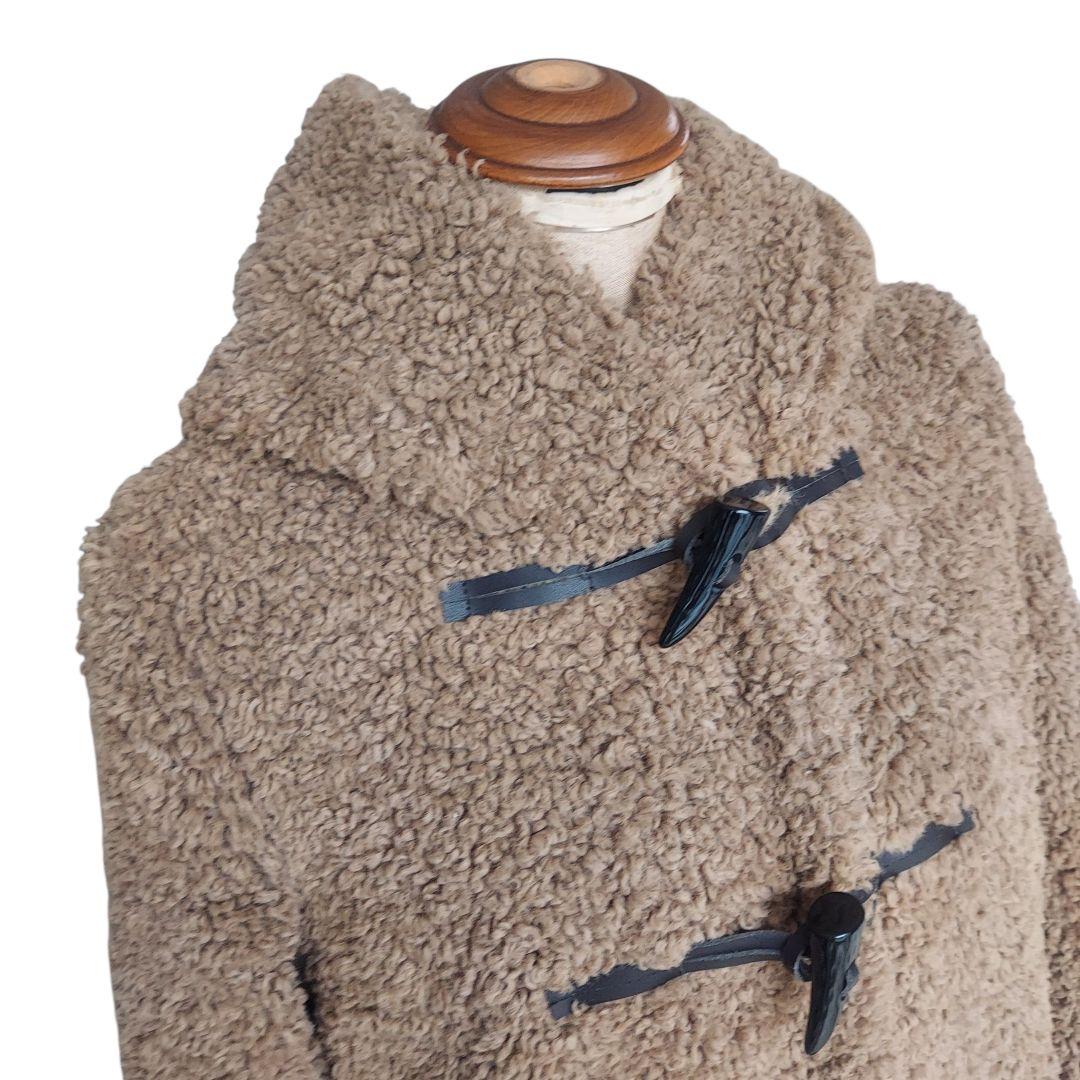 three dots 　プードルボア ロングダッフルコート　 XS　 キャメル