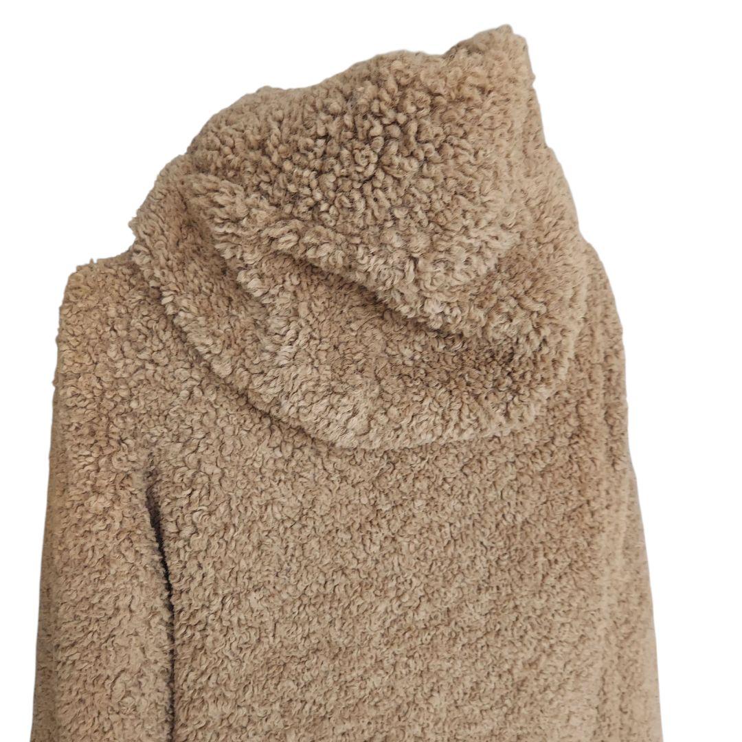 three dots 　プードルボア ロングダッフルコート　 XS　 キャメル