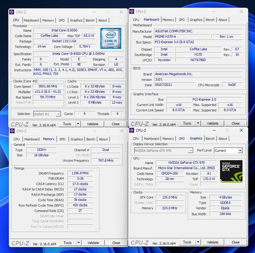 自作ジャンクPC　i5-8500 GTX-970 16Gb SSD500Gb
