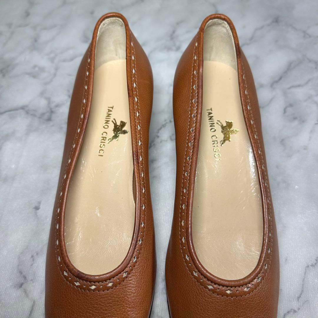 極美品 TANINO CRISCI ブラウン レザー パンプス 22.5㎝相当