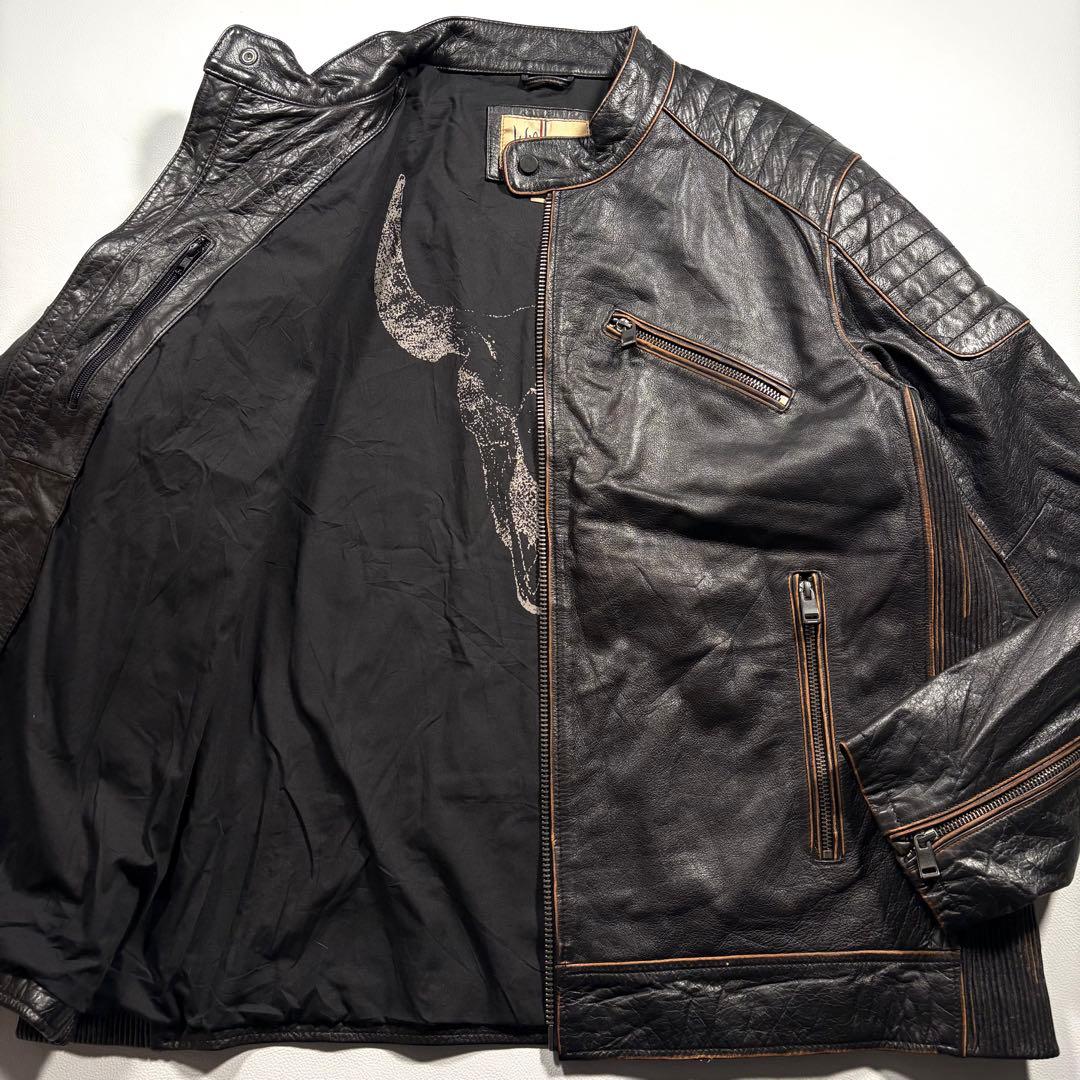 XXL ウィルソンレザー キルティング レザージャケット ライダース 本革 黒