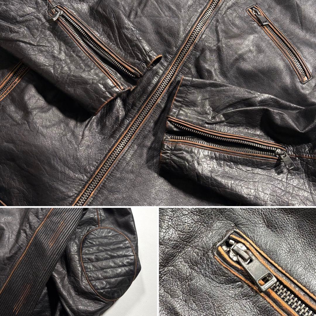 XXL ウィルソンレザー キルティング レザージャケット ライダース 本革 黒