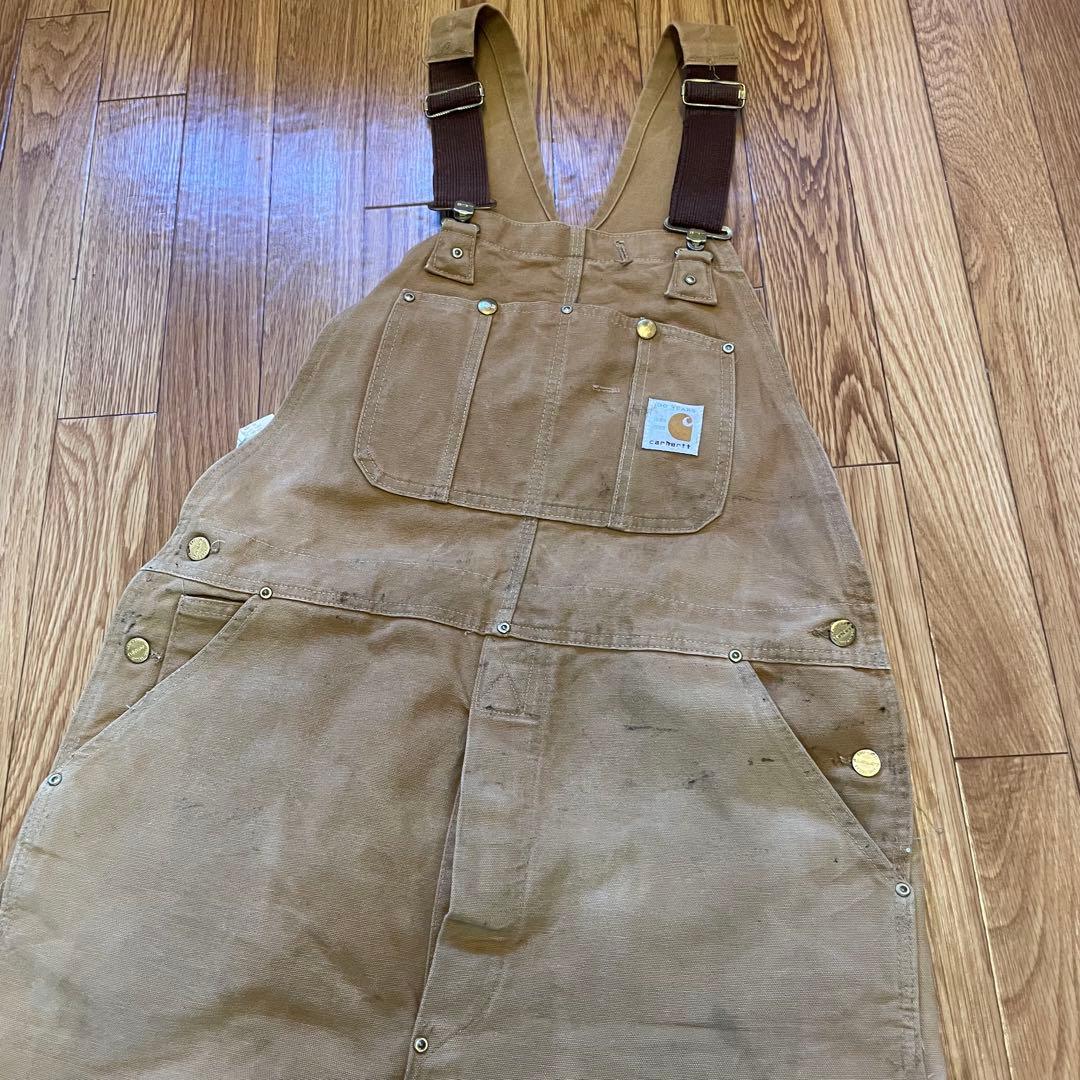 80s Carhartt オーバーオール 100周年モデル ベージュ 38/32