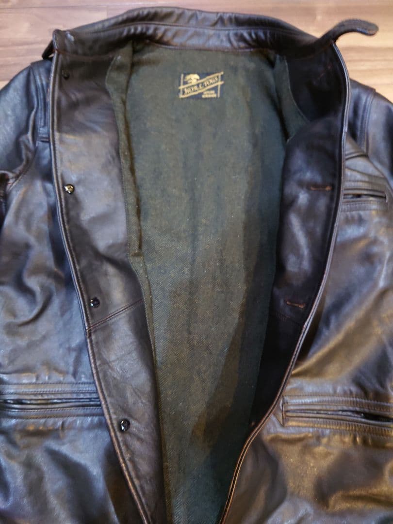 レザーカーコート　ホースハイド　茶芯　XL