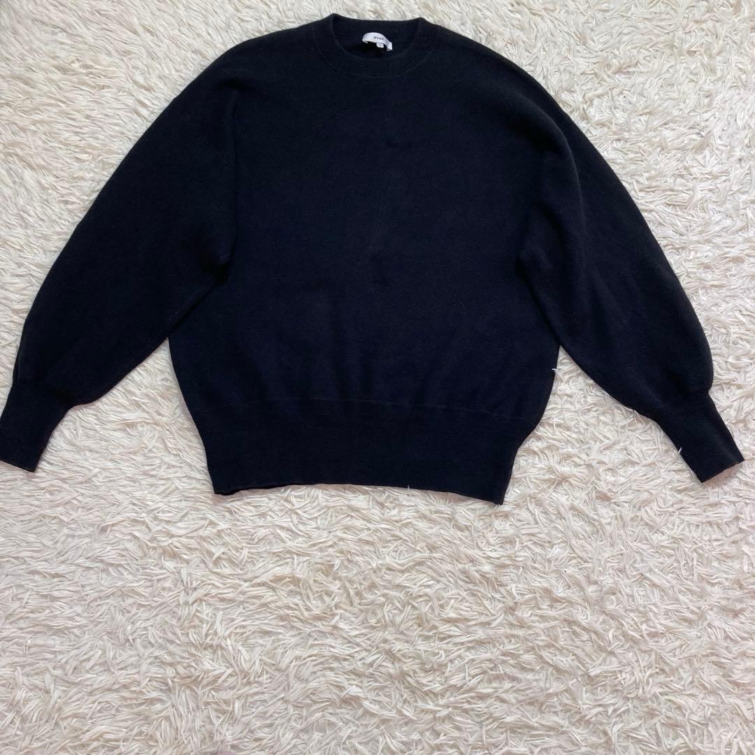 美品　HYKE ハイク　カシミヤニット　黒　クルーネック　ストレッチ性　20AW