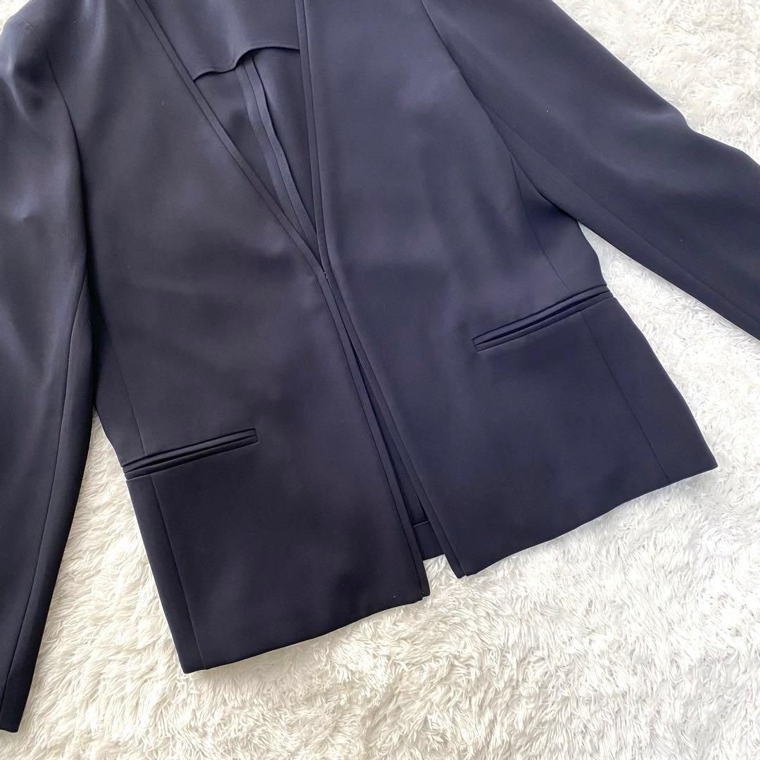 【極美品】ユナイテッドアローズトウキョウ ノーカラー パンツスーツ 紺 洗える