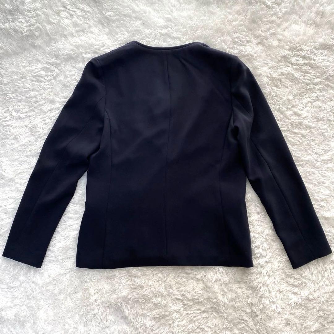 【極美品】ユナイテッドアローズトウキョウ ノーカラー パンツスーツ 紺 洗える