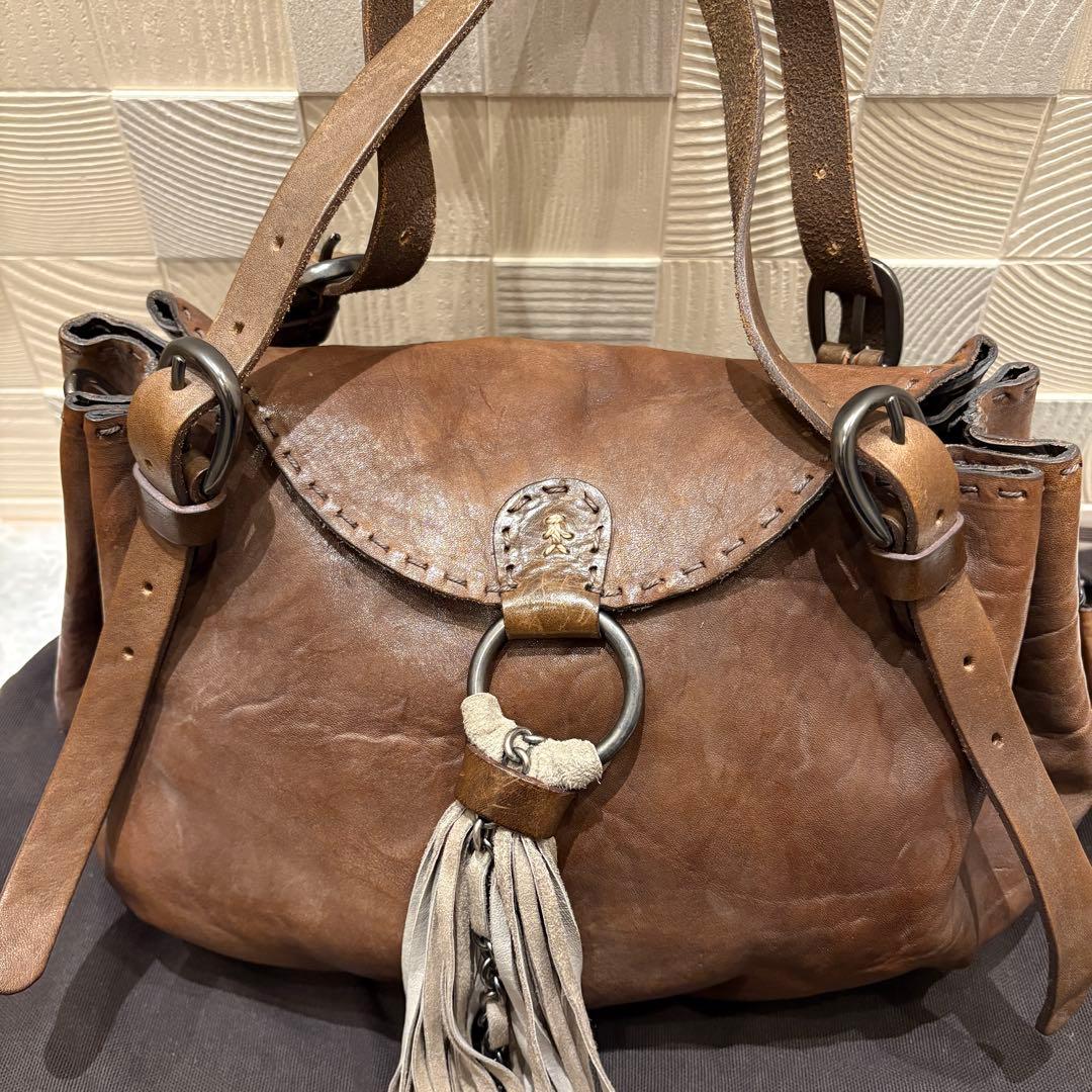 【希少】エンリーベグリン ショルダーバッグ　オールレザー 2way オミノ刺繍