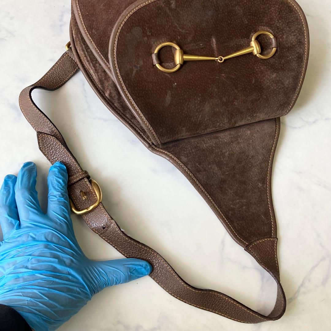 [希少] GUCCI オールドグッチ ボディバッグ ホースビット ブラウン