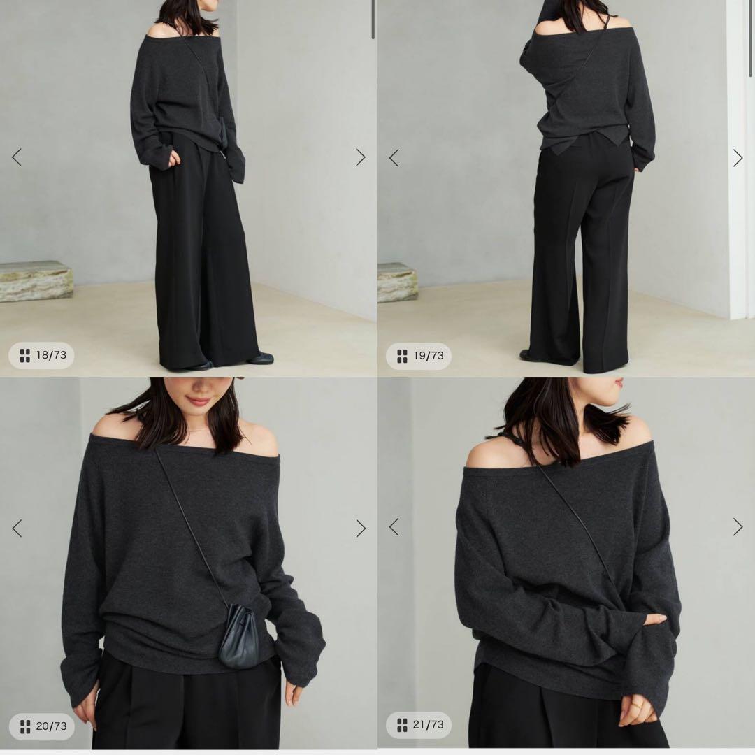 Plage 25AW Off shoulder slit ニット 3 グレー