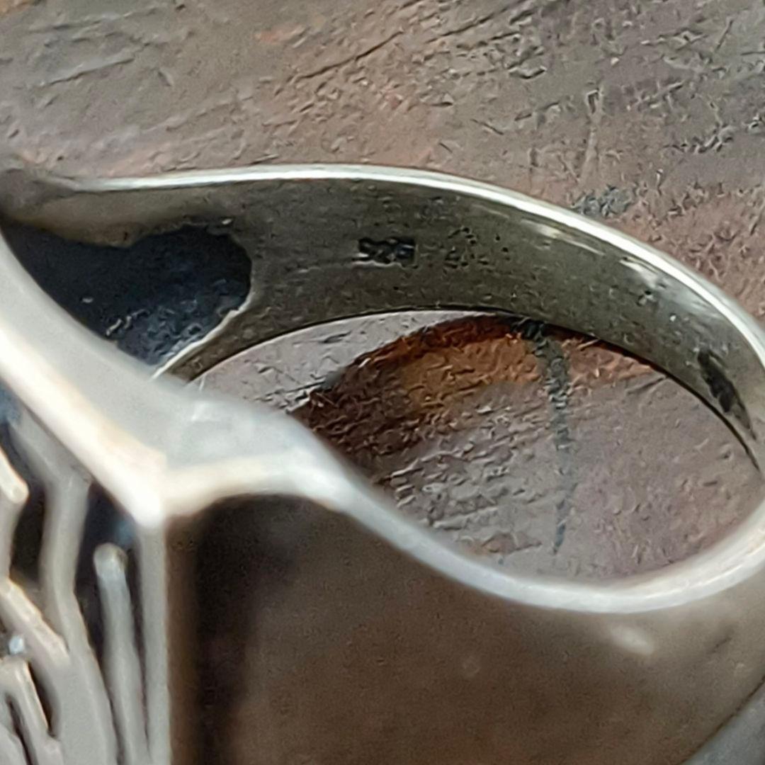 インディアンジュエリー ホピ族 ココペリ オーバーレイ リング シルバー925