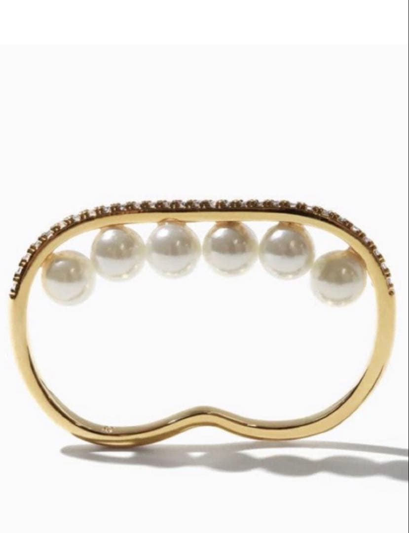 ビジューラインパールフィンガーリング　ゴールド