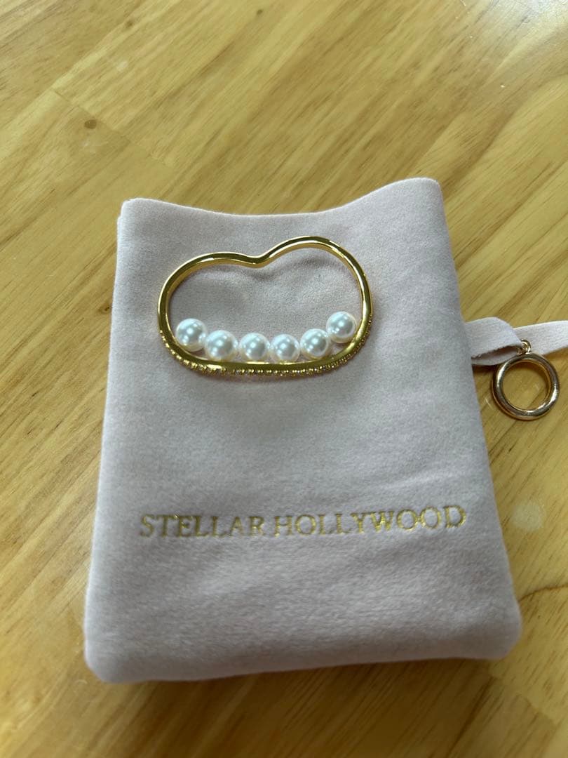 ビジューラインパールフィンガーリング　ゴールド