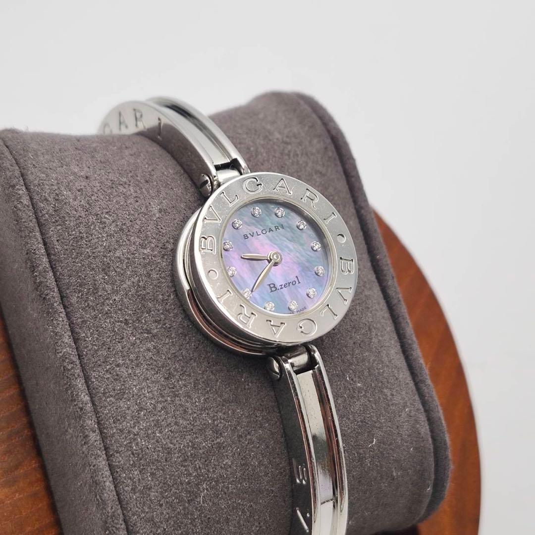 美品✨　ブルガリ　腕時計　ビーゼロワン　ブルーシェル　ダイヤ12P BZ22S