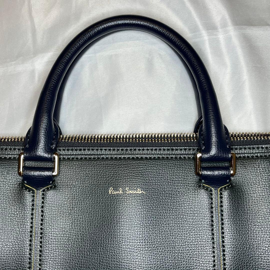 ポールスミス トートバッグ レザー 肩掛け B4 緑紺