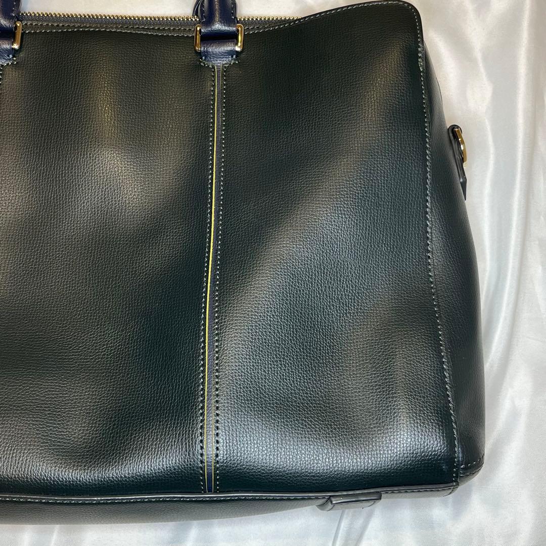 ポールスミス トートバッグ レザー 肩掛け B4 緑紺