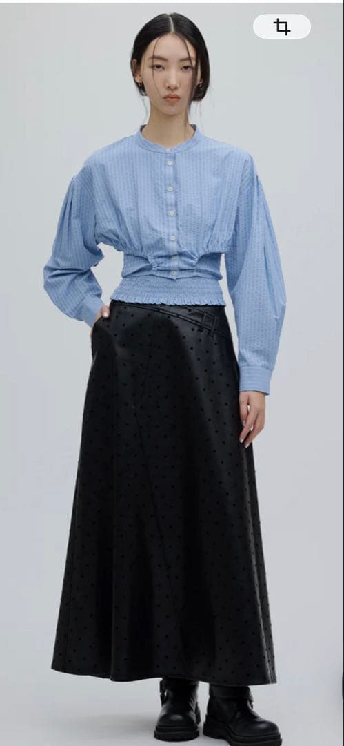 アメリ　DOT FLOCKY LEATHER SKIRT