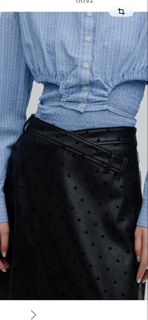 アメリ　DOT FLOCKY LEATHER SKIRT