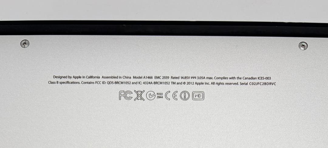 MacBook Air 13\" 2012、4GB、128GB