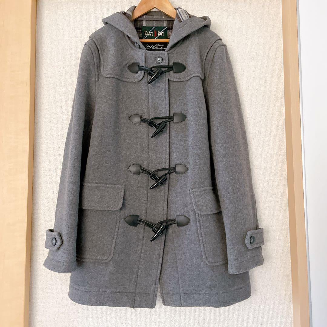 イーストボーイ グレー ダッフルコート イタリア製生地 Lサイズ