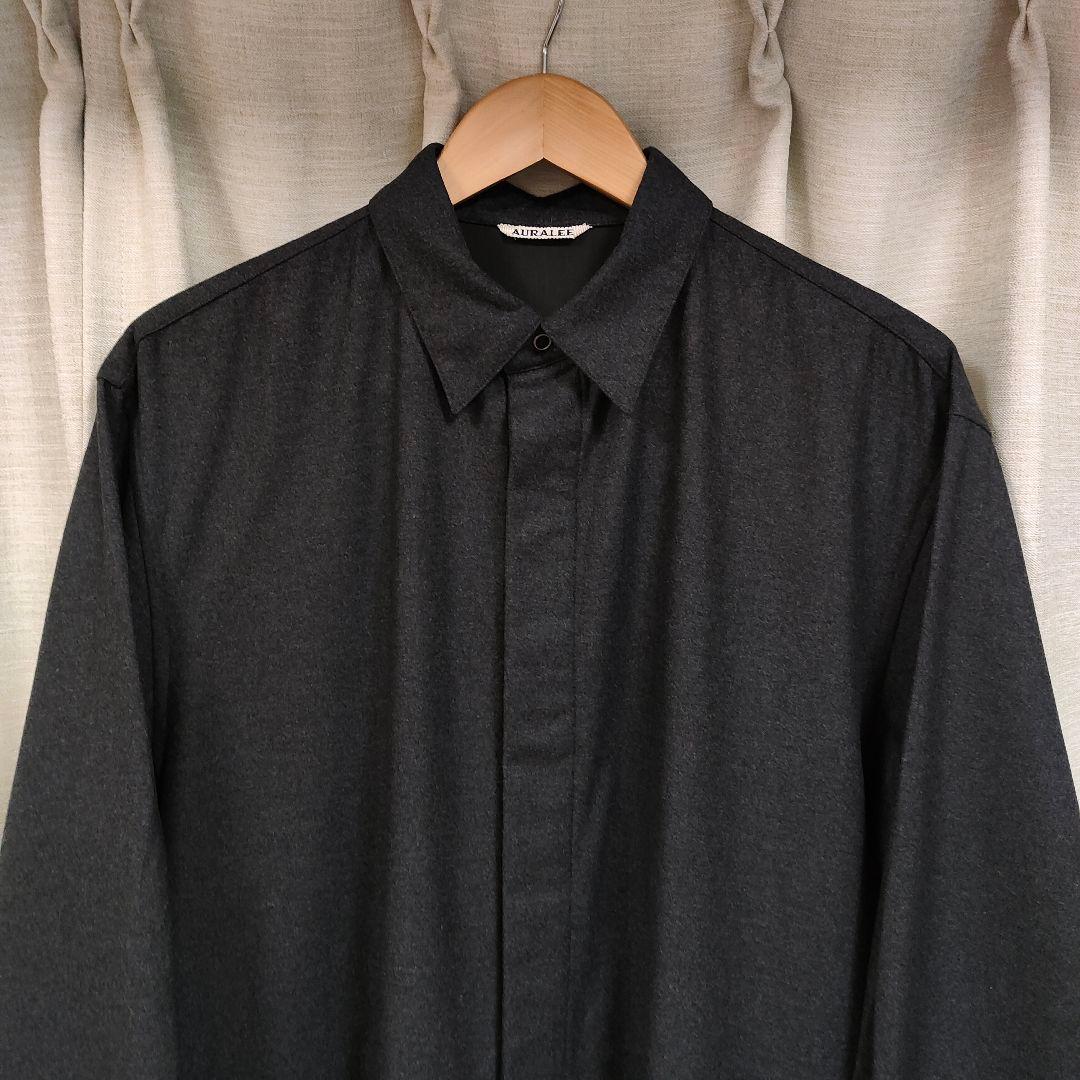 オーラリー ウールフリングフランネルクロスシャツ 4