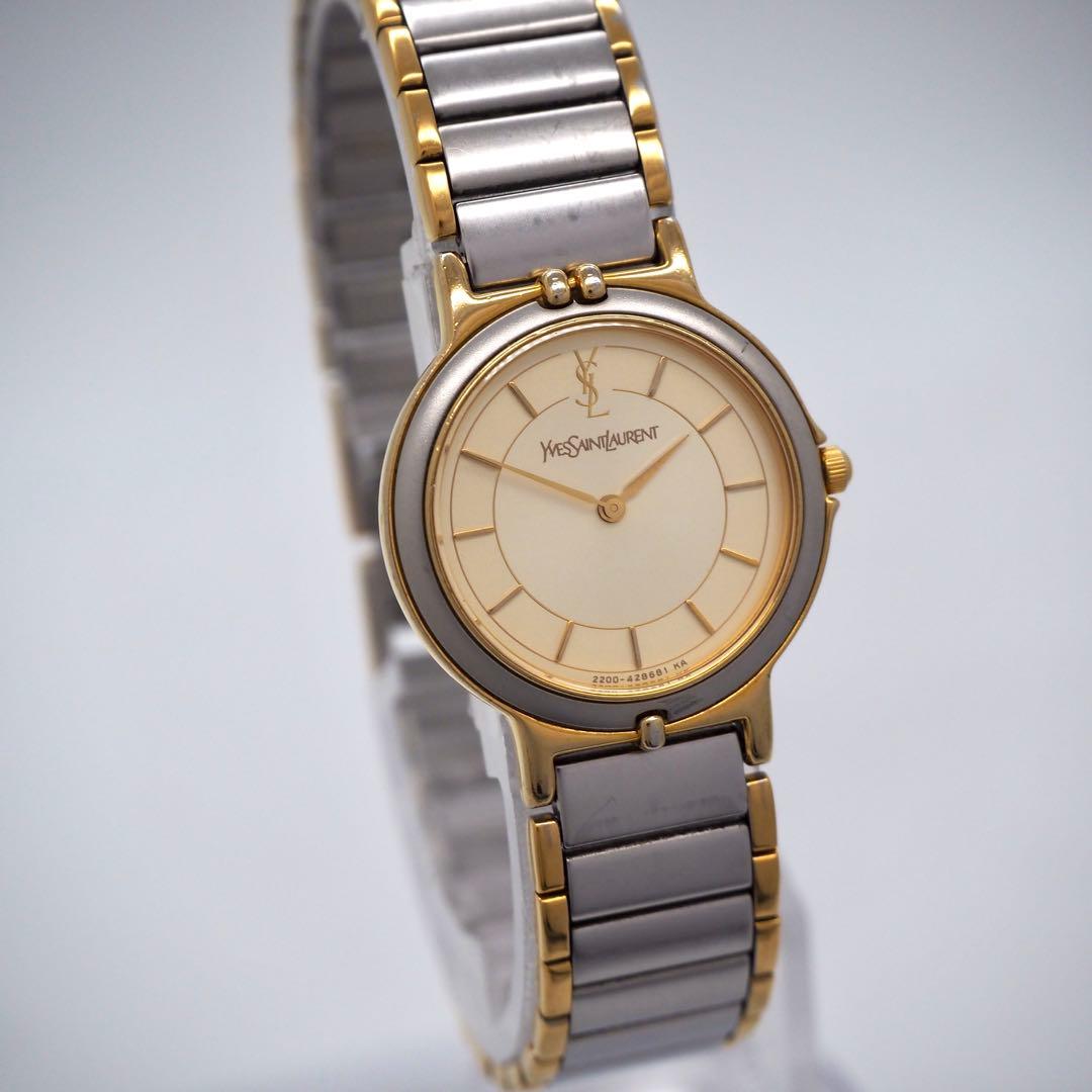 396 稼働 イヴサンローラン　レディース 時計 ゴールド コンビ　アンティーク