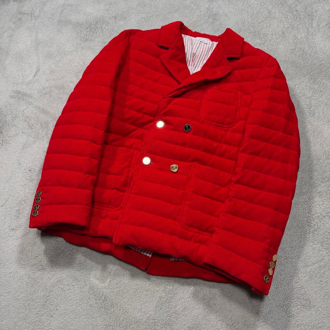 トムブラウン　コーデュロイ　ダブル　ダウンジャケット　0　金ボタン　レッド