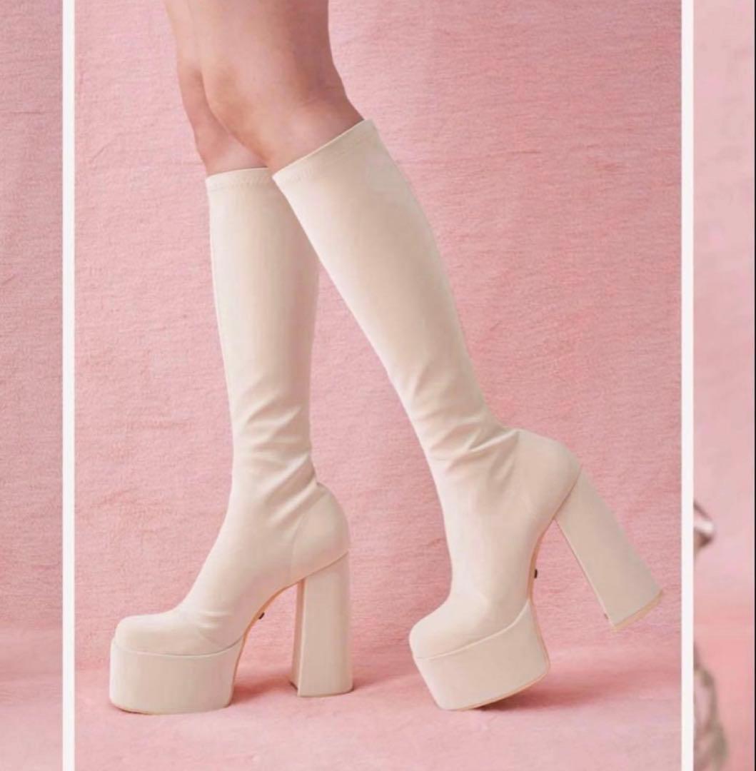 Darich ロングブーツ ストレッチブーツ アイボリー