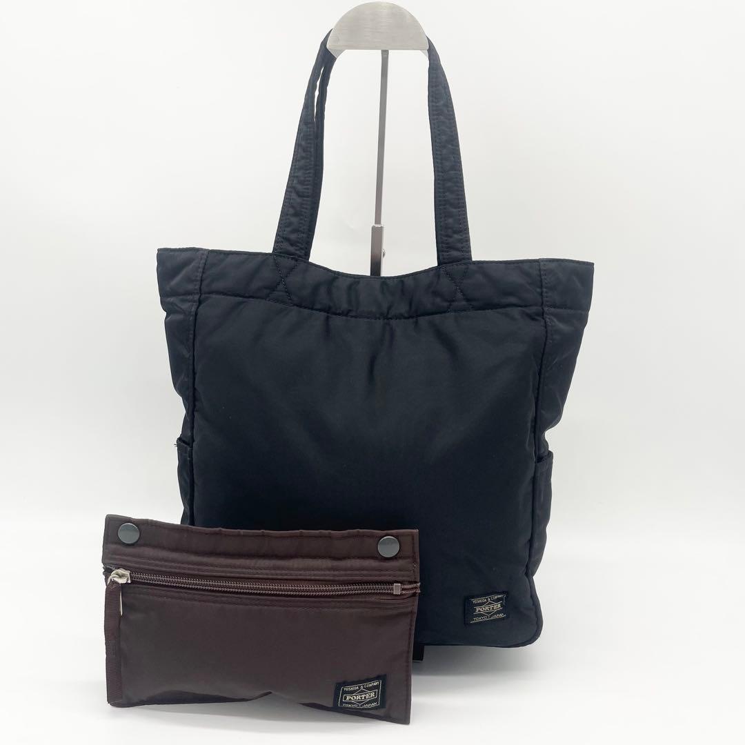 PORTER ポーター　クリーム　タンカー　トートバッグ　ブラック　美品