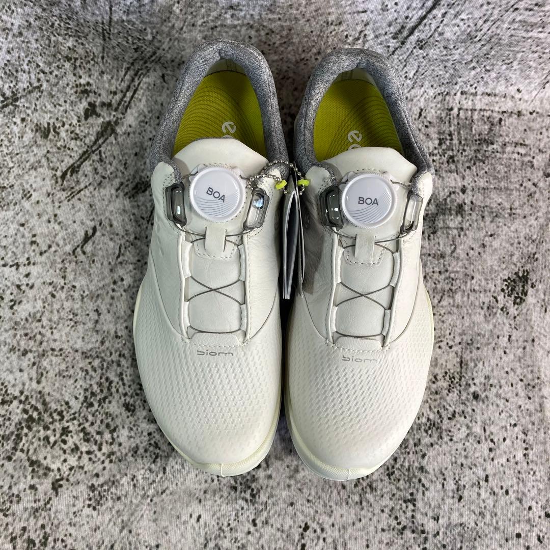 新品同様 エコー ゴルフシューズ ホワイト レザー BOAシステム ゴアテックス