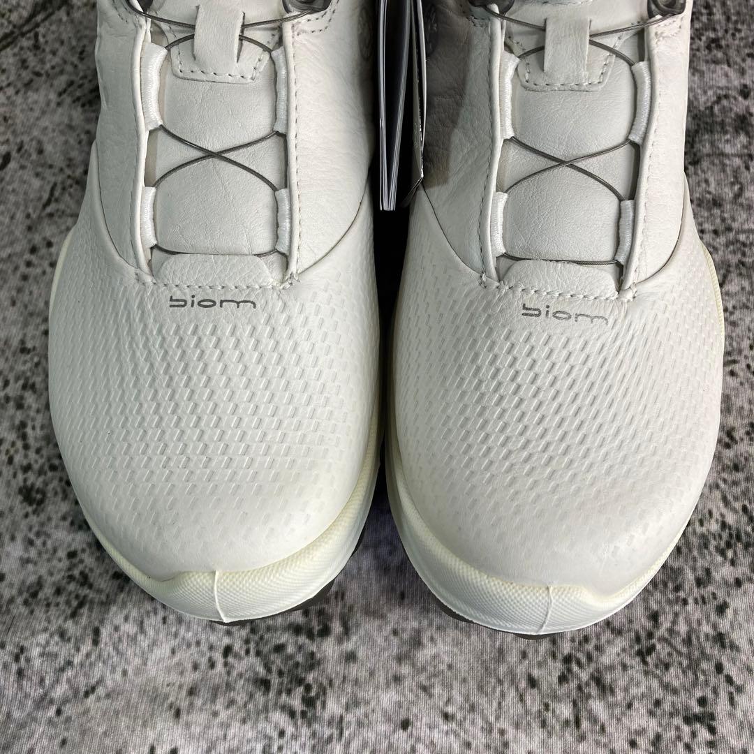 新品同様 エコー ゴルフシューズ ホワイト レザー BOAシステム ゴアテックス