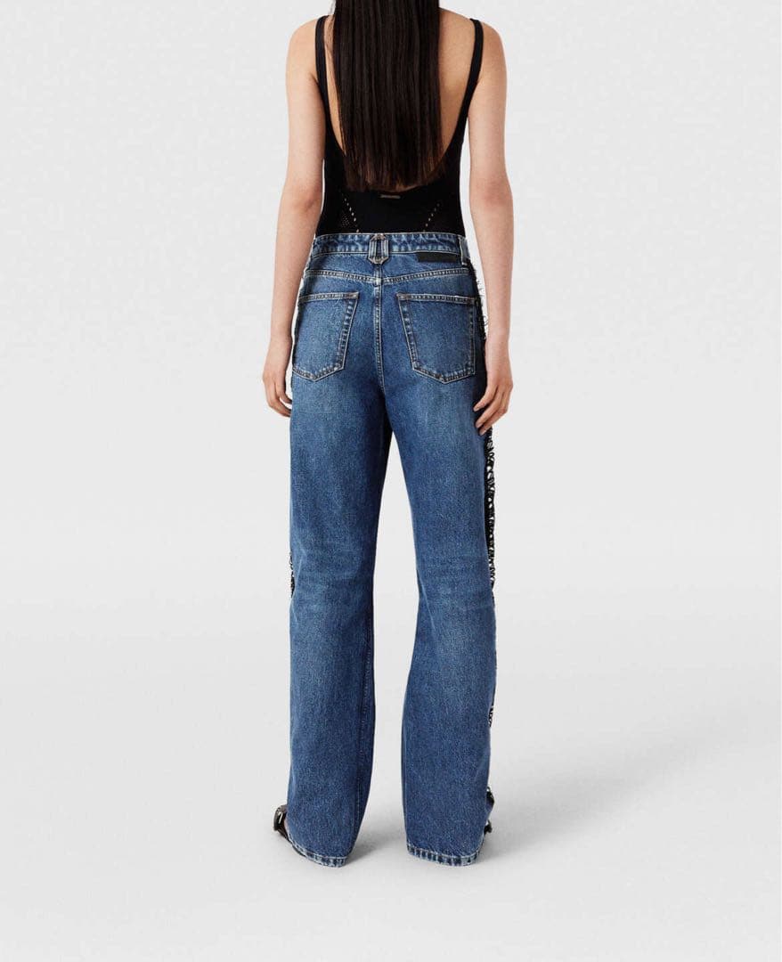 ステラマッカートニー レース ハイライズ ストレートジーンズ