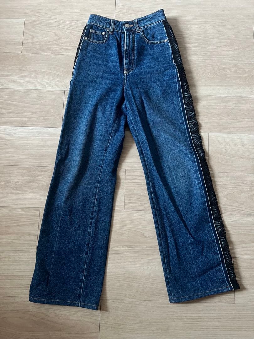 ステラマッカートニー レース ハイライズ ストレートジーンズ