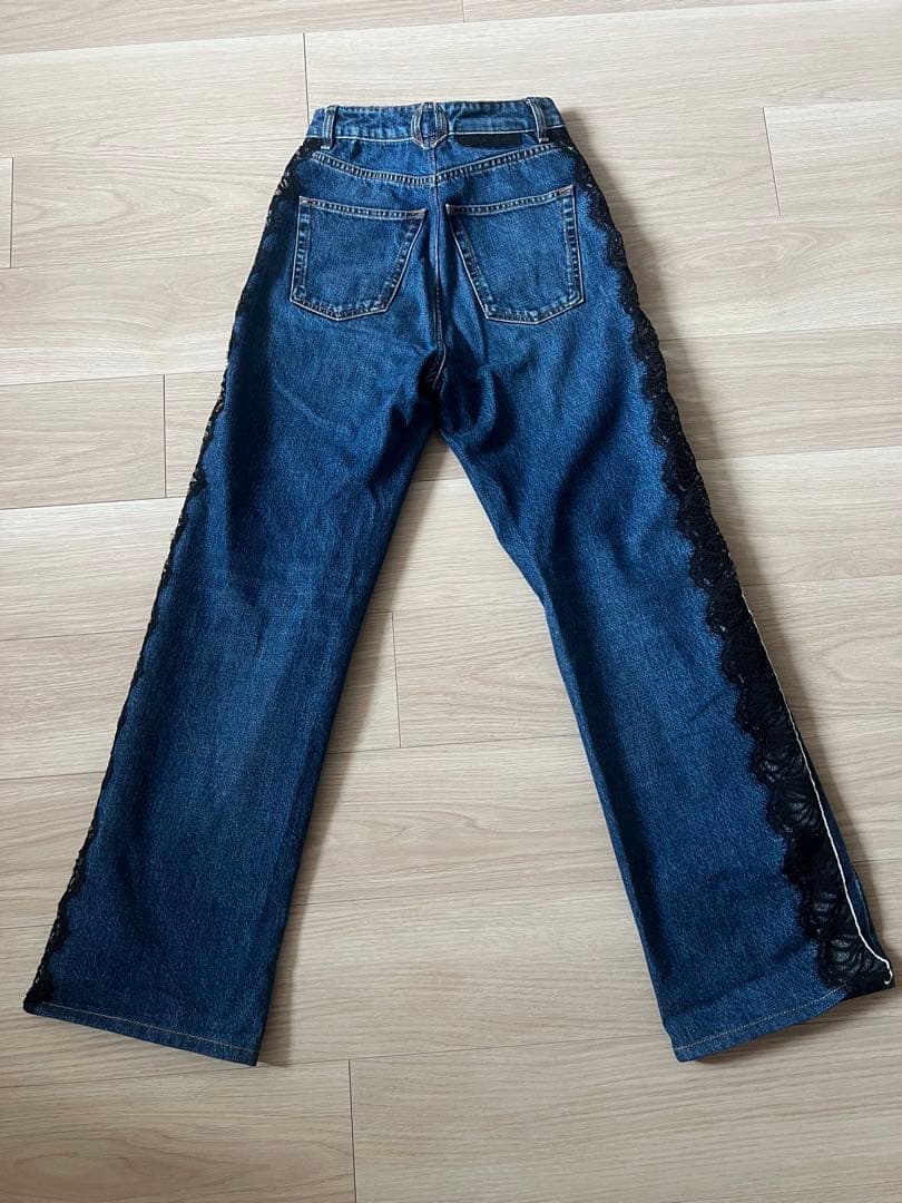 ステラマッカートニー レース ハイライズ ストレートジーンズ