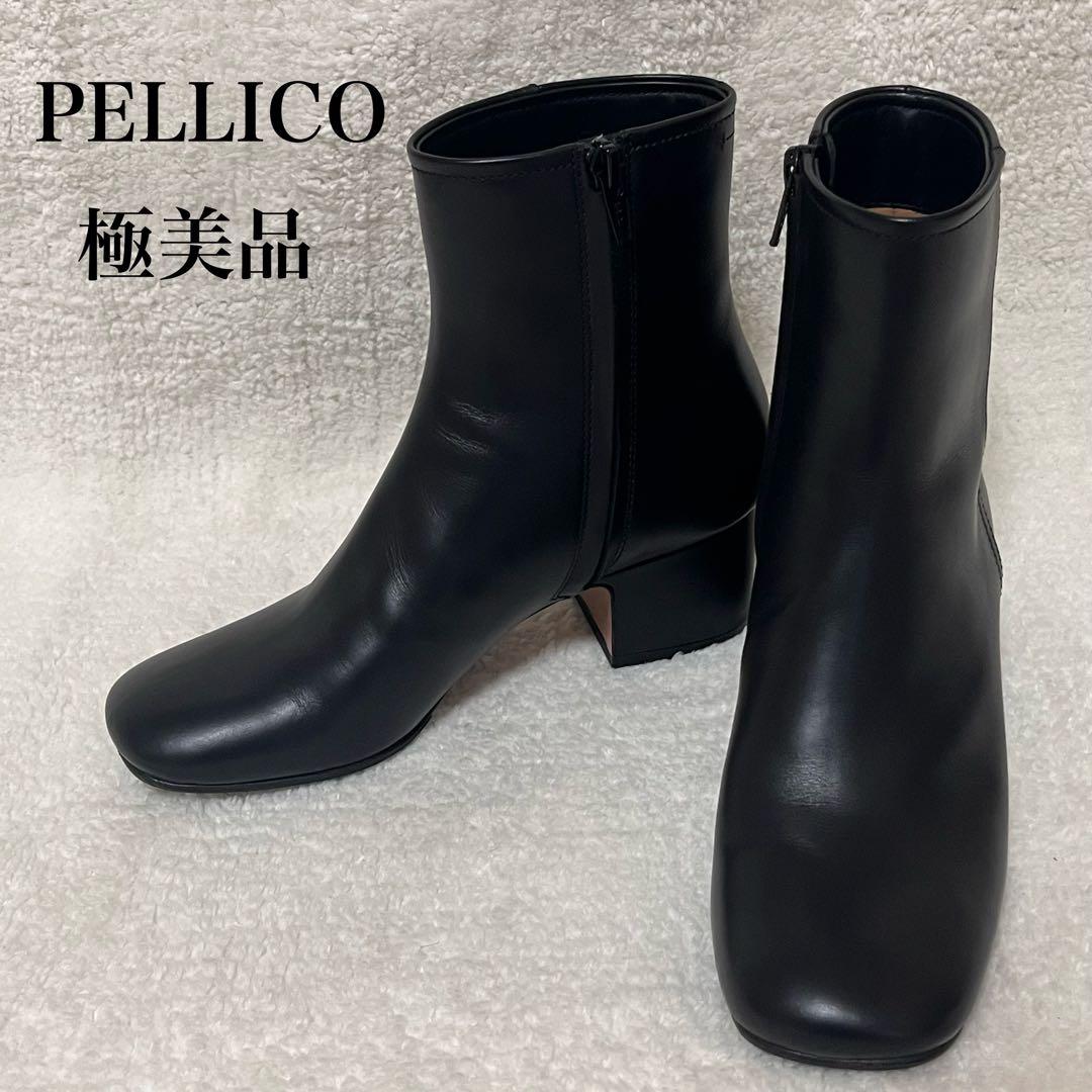 【PELLICO】極美品 ショート ブーツ ブラック サイドジップ 35