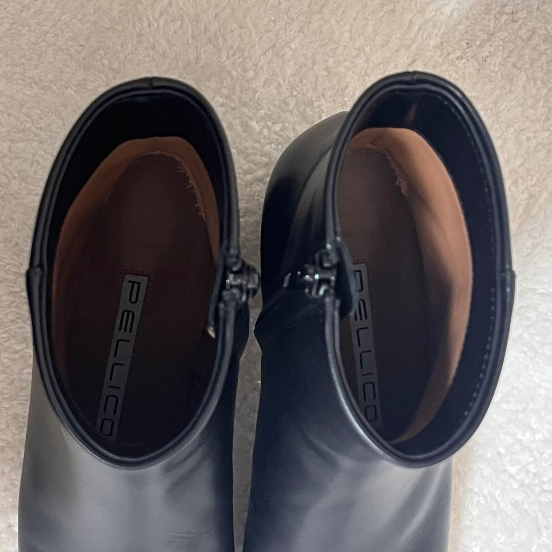 【PELLICO】極美品 ショート ブーツ ブラック サイドジップ 35