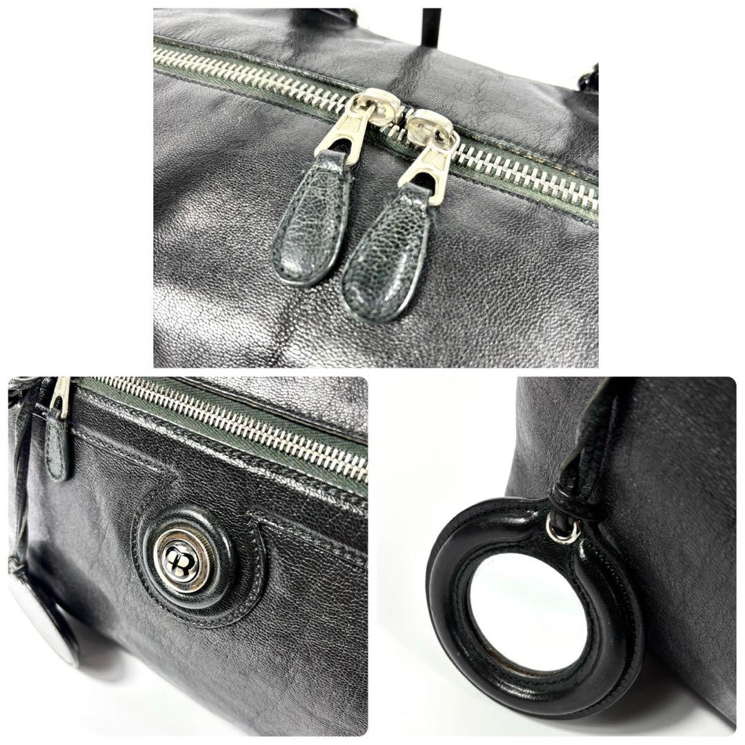 ✨極希少✨バレンシアガ ボストンバッグ 肩掛け BB メタルボタン レザー 黒