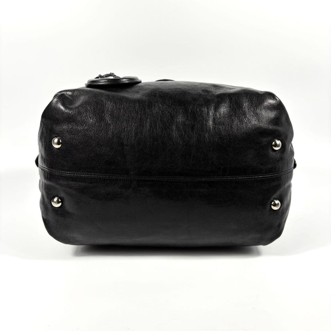 ✨極希少✨バレンシアガ ボストンバッグ 肩掛け BB メタルボタン レザー 黒