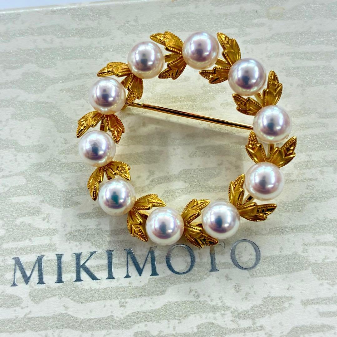 ∞MIKIMOTO　ミキモト　K18　ブローチ　月桂樹