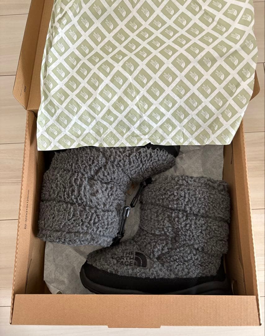 美品 ノースフェイス ボア ブーツ 21cm ヌプシ 黒 グレー ロゴ
