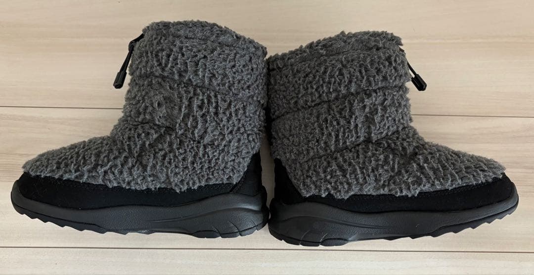 美品 ノースフェイス ボア ブーツ 21cm ヌプシ 黒 グレー ロゴ