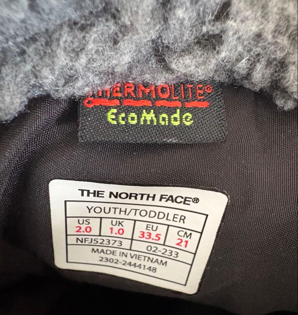 美品 ノースフェイス ボア ブーツ 21cm ヌプシ 黒 グレー ロゴ
