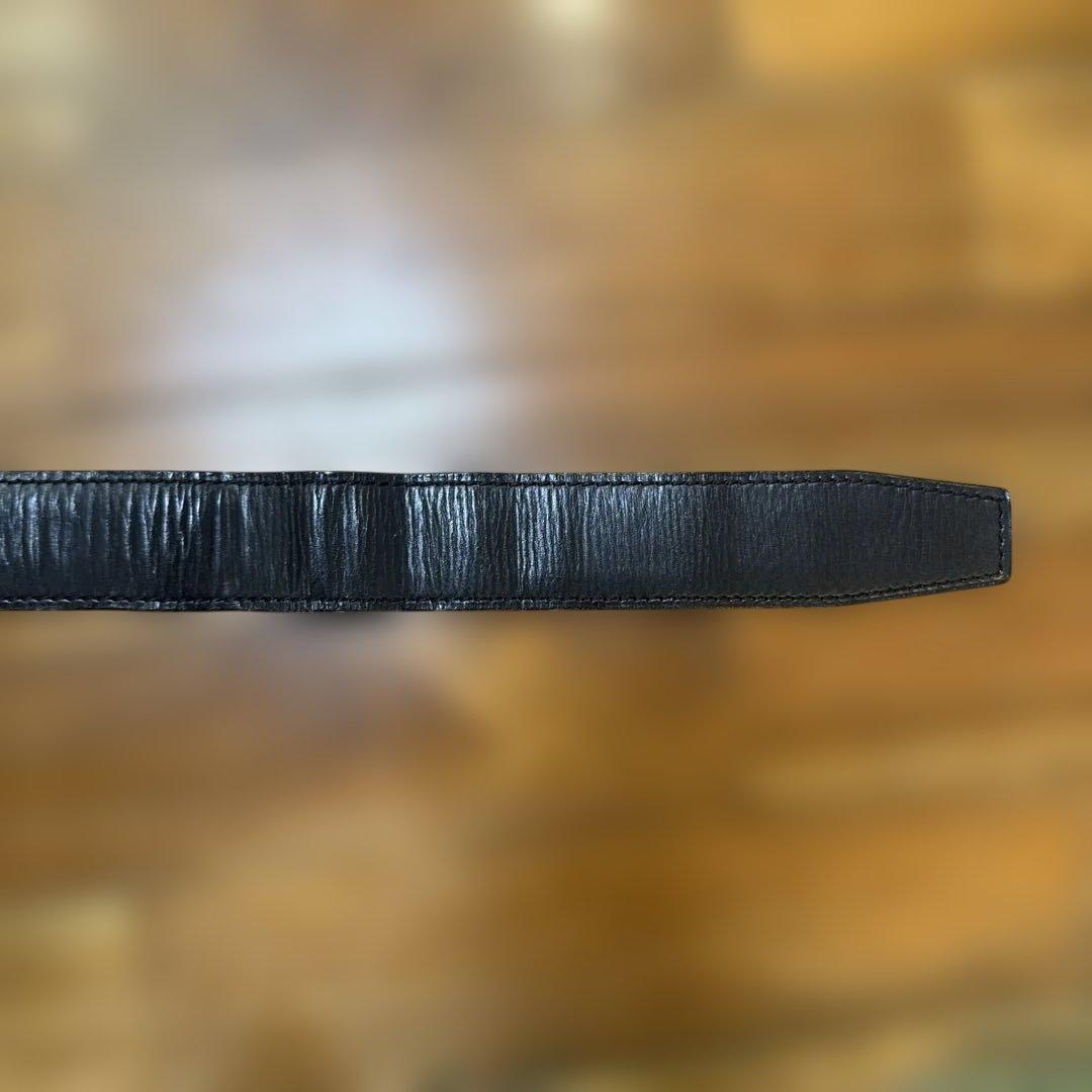 エルメス　HERMES 黒 レザーベルト 馬と人の金具付き　ヴィンテージ