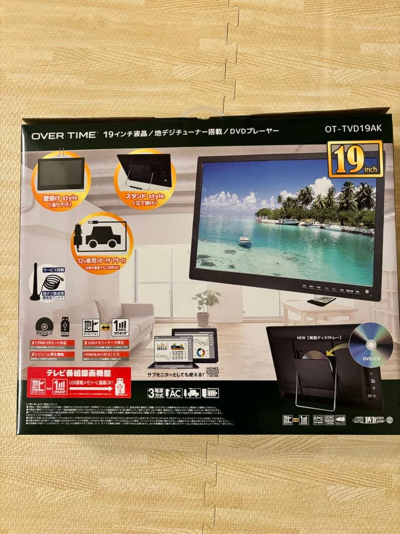 ⭐️OVER TIME 19インチ ポータブルテレビ OT-TVD19AK⭐️DVD