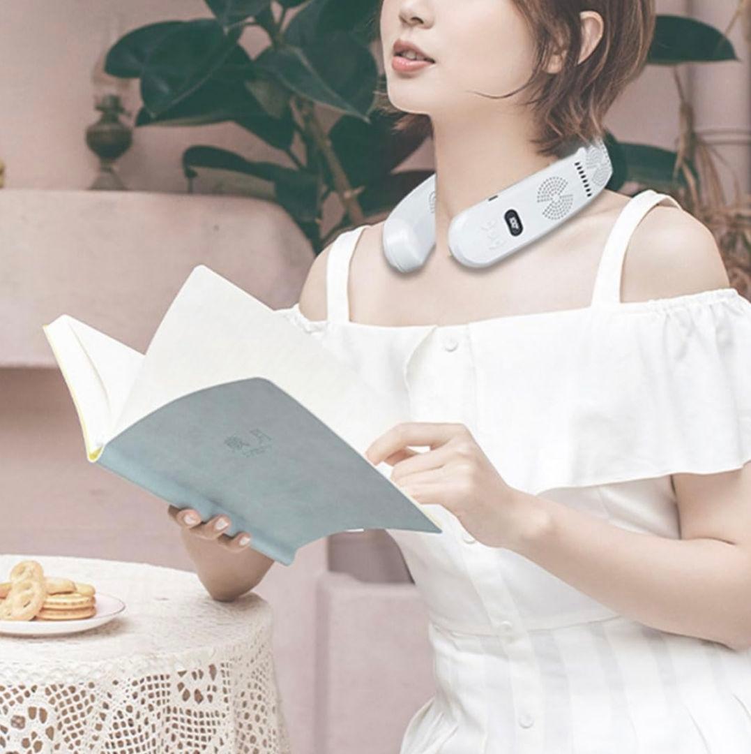 首掛け扇風機 上下送風 USB充電式 瞬間冷却 ネッククーラー 冷却プレード付き