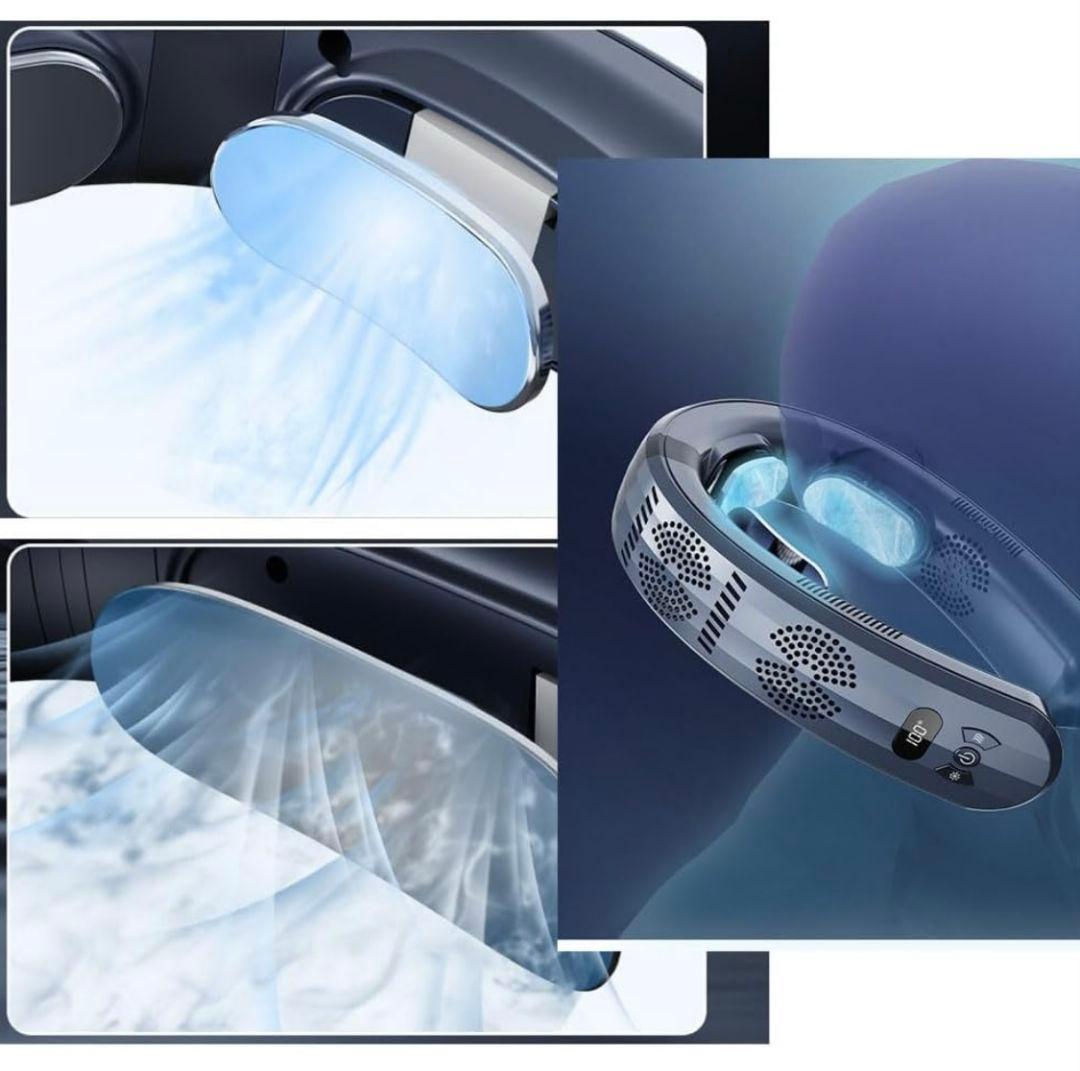 首掛け扇風機 上下送風 USB充電式 瞬間冷却 ネッククーラー 冷却プレード付き