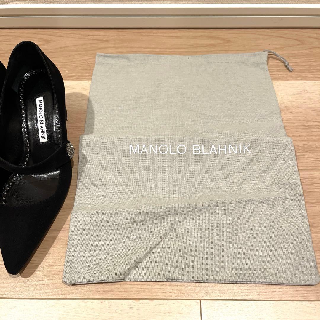美品MANOLO BLAHNIKマノロブラニクビジュー付きメリージェーン35.5