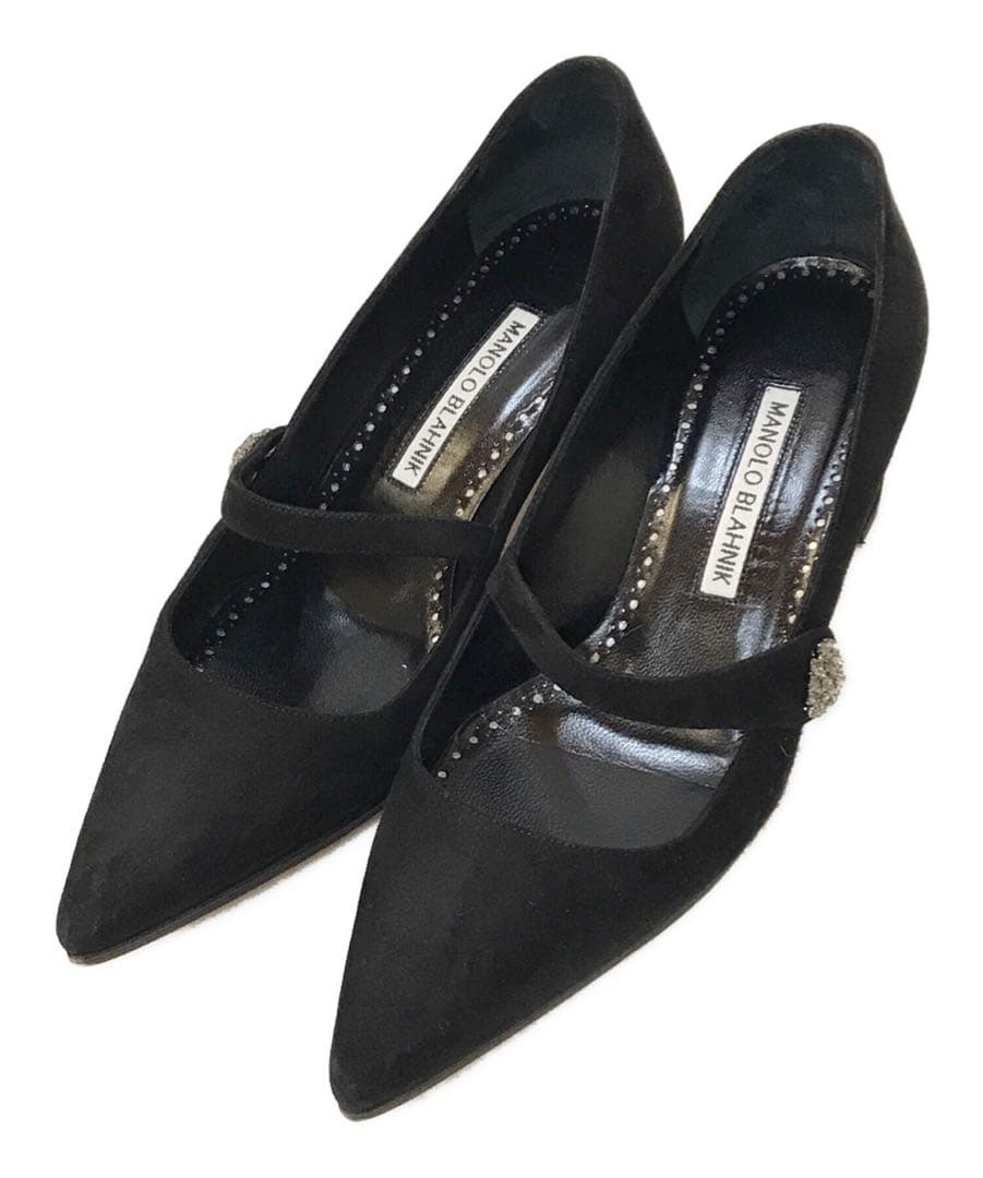 美品MANOLO BLAHNIKマノロブラニクビジュー付きメリージェーン35.5