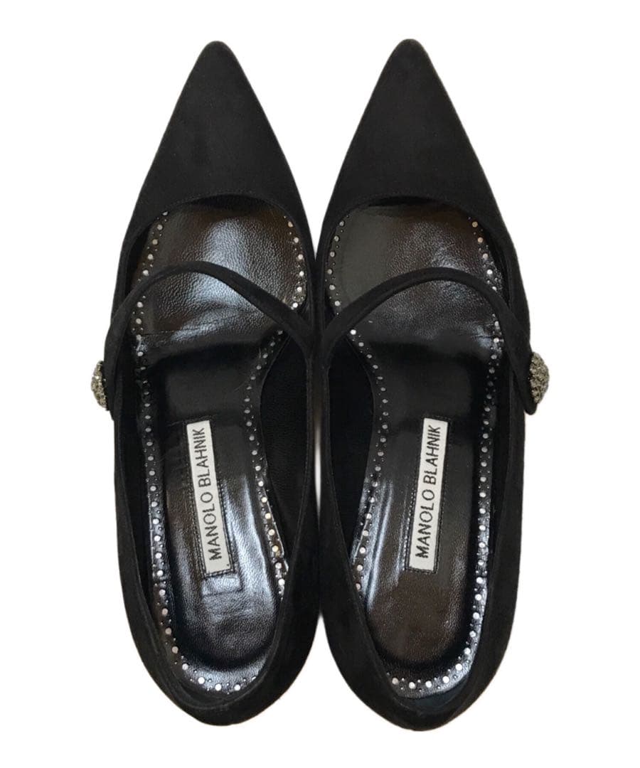 美品MANOLO BLAHNIKマノロブラニクビジュー付きメリージェーン35.5